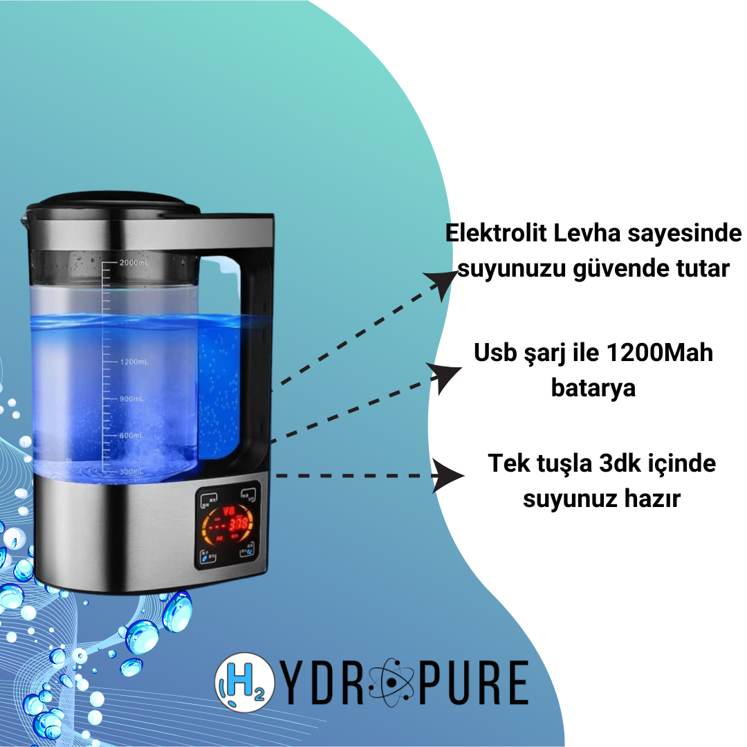 HydroPure™ | HydroKettle Hidrojen Su Isıtıcı 2 Litre